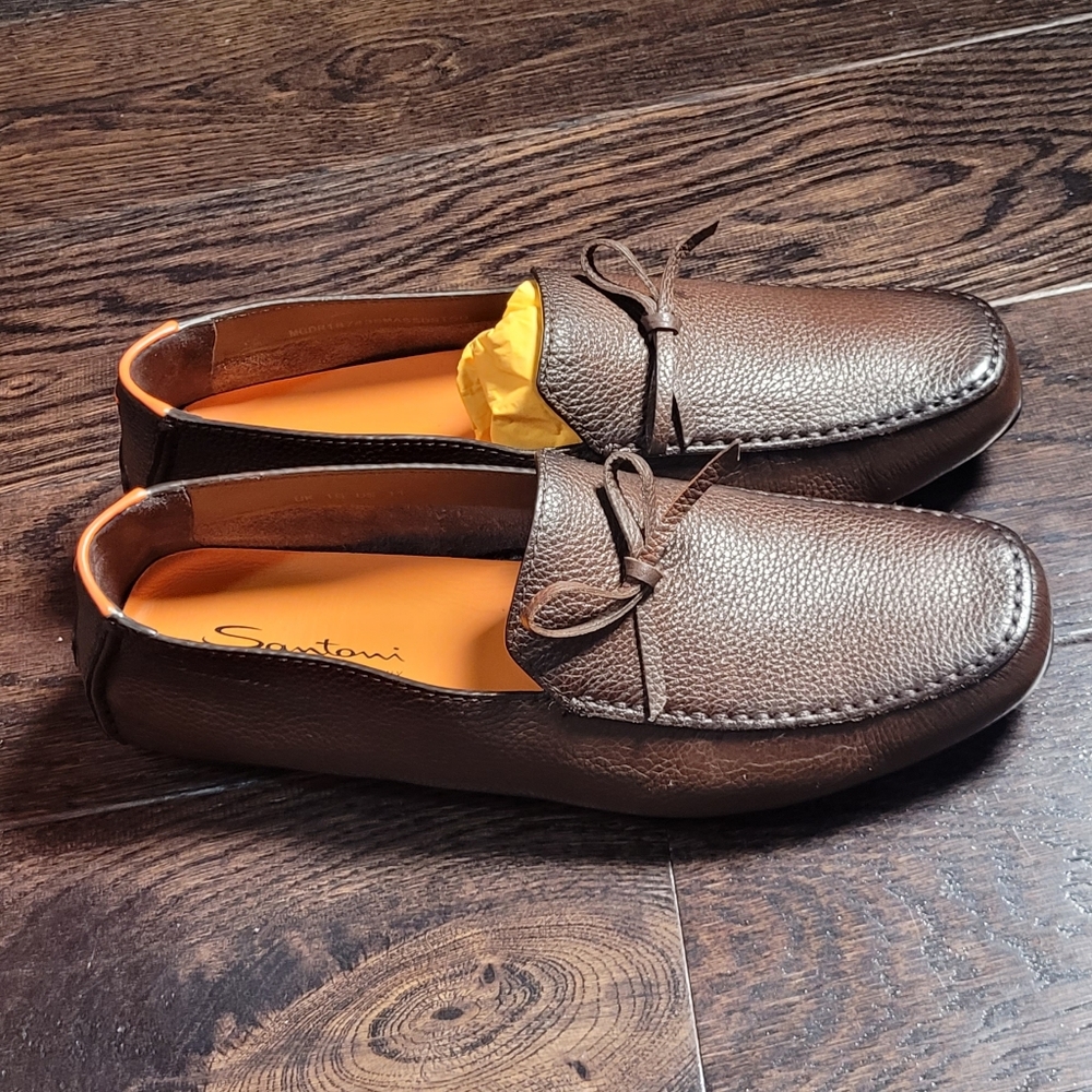 Santoni brown loafers NWT size 12 *rare*